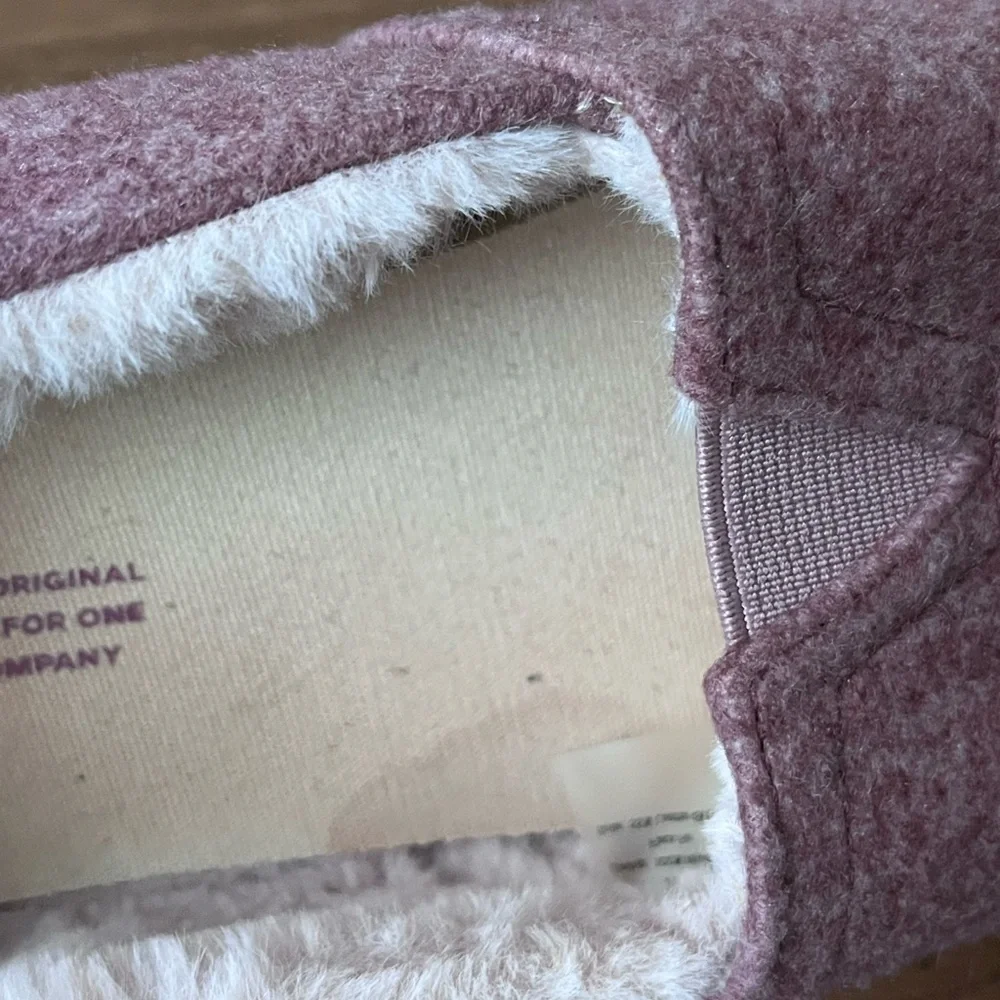 TOMS Embroidered Two Tone Felt Faux Fur Alpargata Shoes Size 10 Canyon Rose Pink